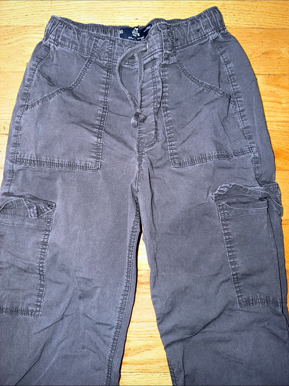 Hollister Women Gray Cargo Pants with Drawstring Waist